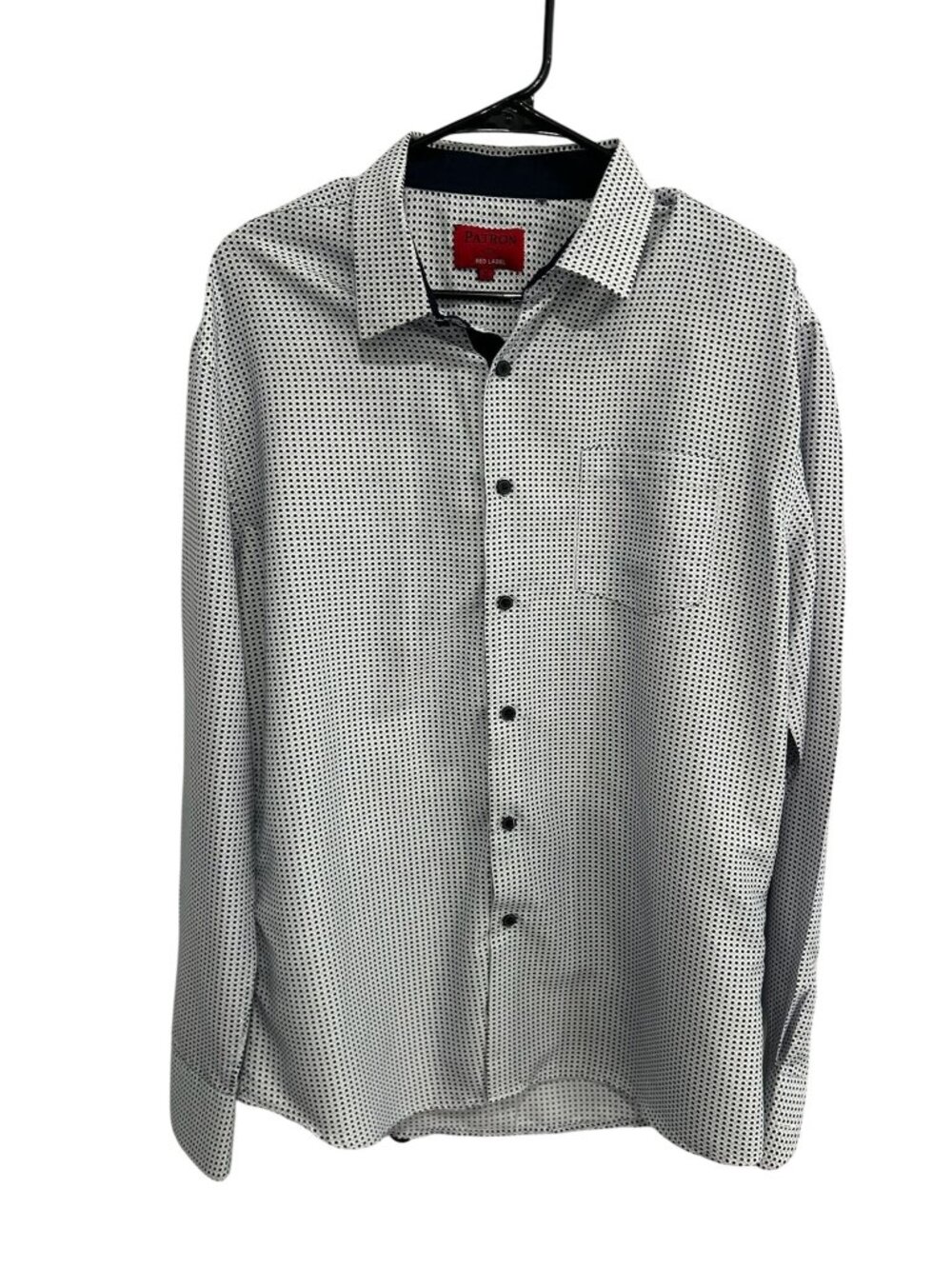 Patron Cito XL Mens White Navy Polka Dot Long Sleeve Shirt Classic Academia